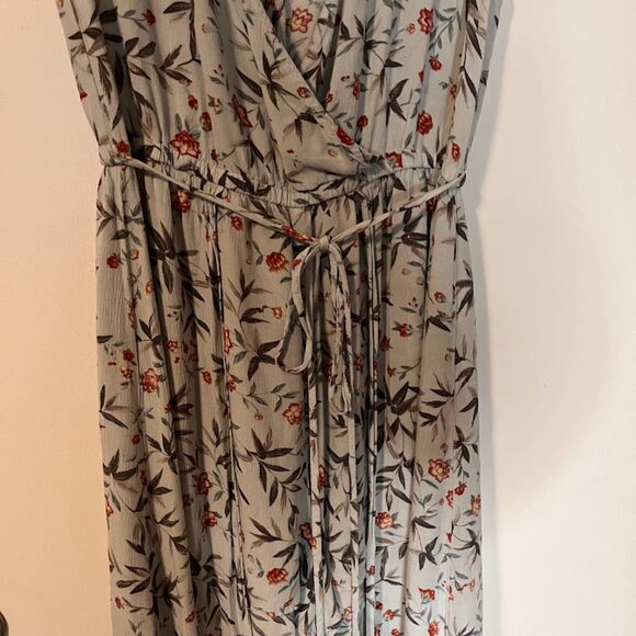 American Eagle Bohochic LIght Blue Floral Print Romper w/ Maxi Skirt Overlay M - Picture 4 of 8